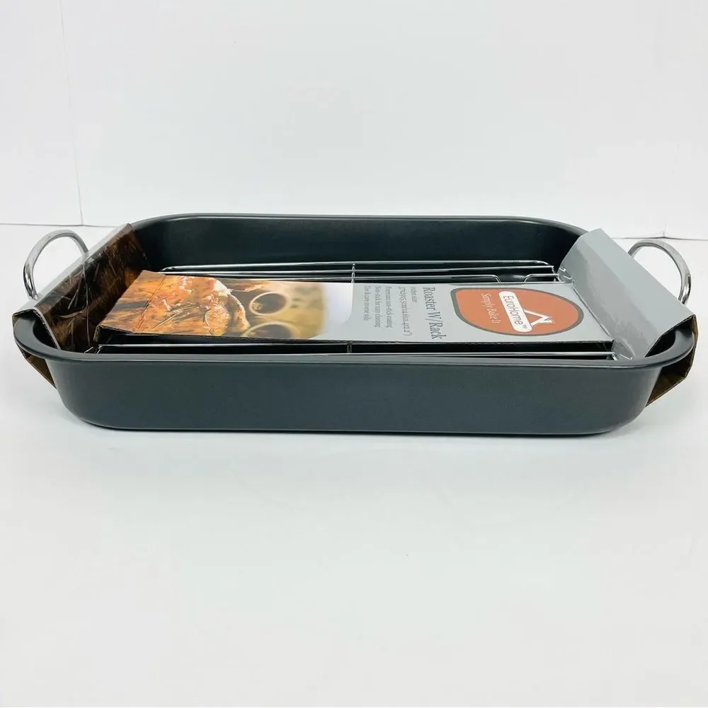 Non-Stick Roaster with Rack 14.6” L x 11.4” W x 2.2” H